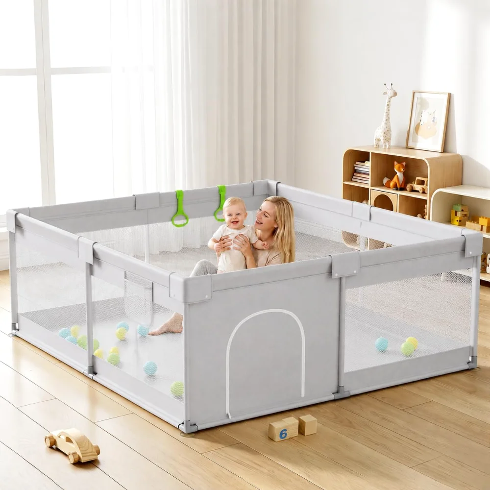 UANLAUO 47 × 47 in baby playpen on a floor