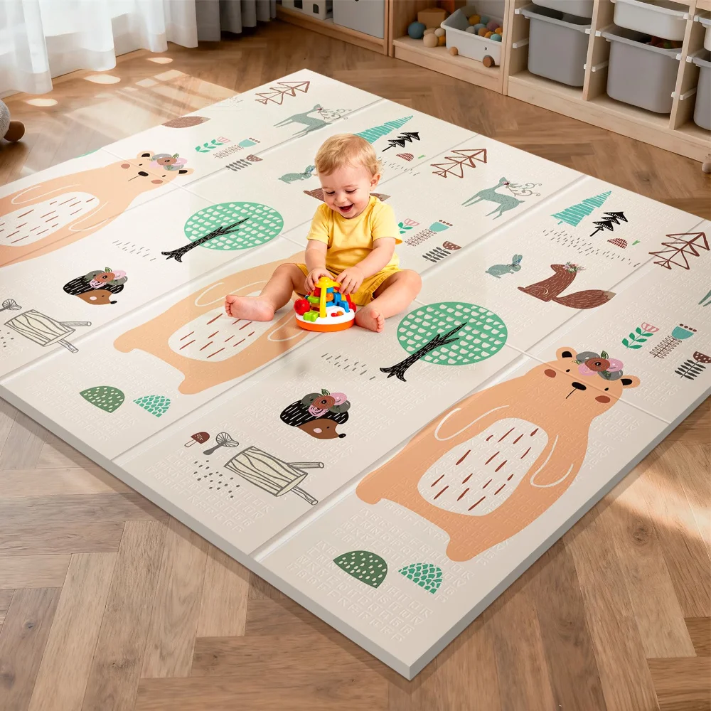 UANLAUO bear and squirrel play mat on a floor